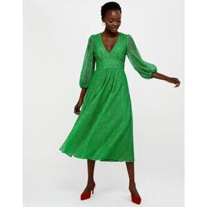 NWT Monsoon Zinnia Lace Occasion Dress Lined Green Size 12 Cottagecore Prairie